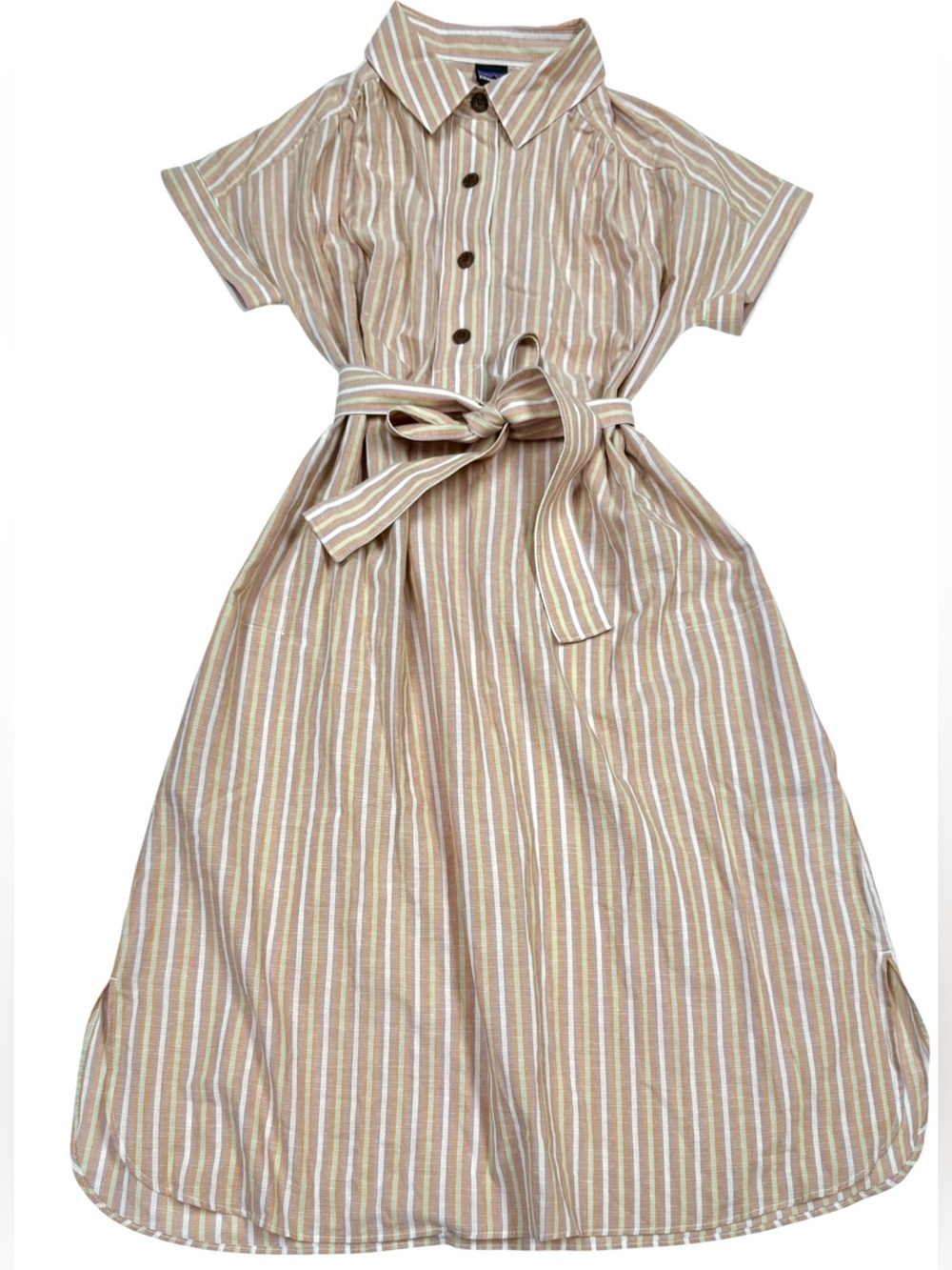 Patagonia Summer Weave Shirt Dress Women’s XS Organic Cotton Hemp Striped Belted